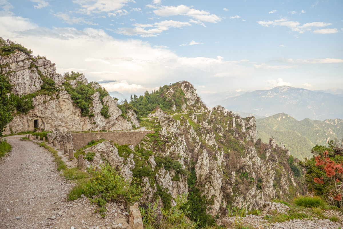 View of the old white road between Passo Nota and Monte Tremalzo