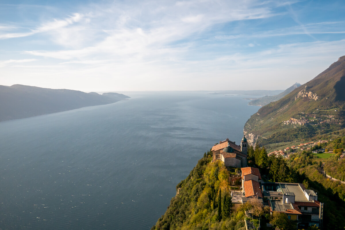 View of Campione del Garda from a hiking path in Tremosine